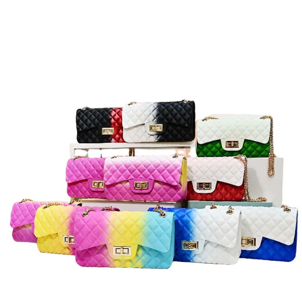 

Medium Ladies Messenger Pvc Silicone Luxury Purses For Women Jelly Hand Bags, Multi color