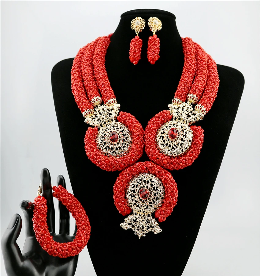 

Fashion Big Beads jewelry sets Women wedding Accessories Costume nigerian jewelry