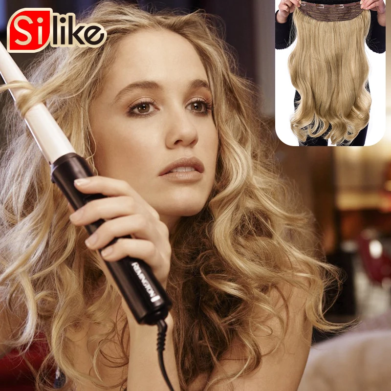 

Silike 24 inch Wavy Clip in Hair Extension Heat Resistant Fiber 4 Clips one Piece Available Synthetic Clip in Hair Extension, Pic showed