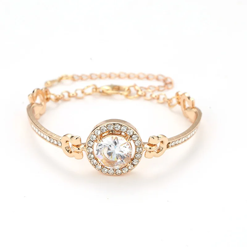 

New Style Gold Plated Crystal Rhinestone Bangles Bracelet Bling Bling Diamond Cuff Bracelet For Friendship Women