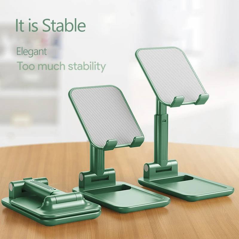 

New Universal Metal Alloy Adjustable Table Phone Holder Stand Retractable Desk Foldable Mobile Phone Stand, Army green/white/black
