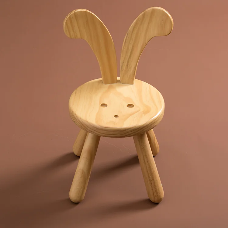 product-BoomDear Wood-Child Childrens Wooden StoolChair Rabbit Design Step Stool preschool furniture-2