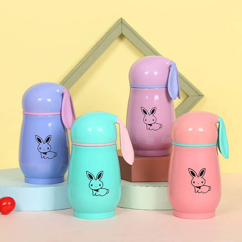 

New Cute Rabbit Bottles Cartoon Portable Mini Single Stainless Steel Water Bottle Advertising Gift Custom Water Cup Wholesale