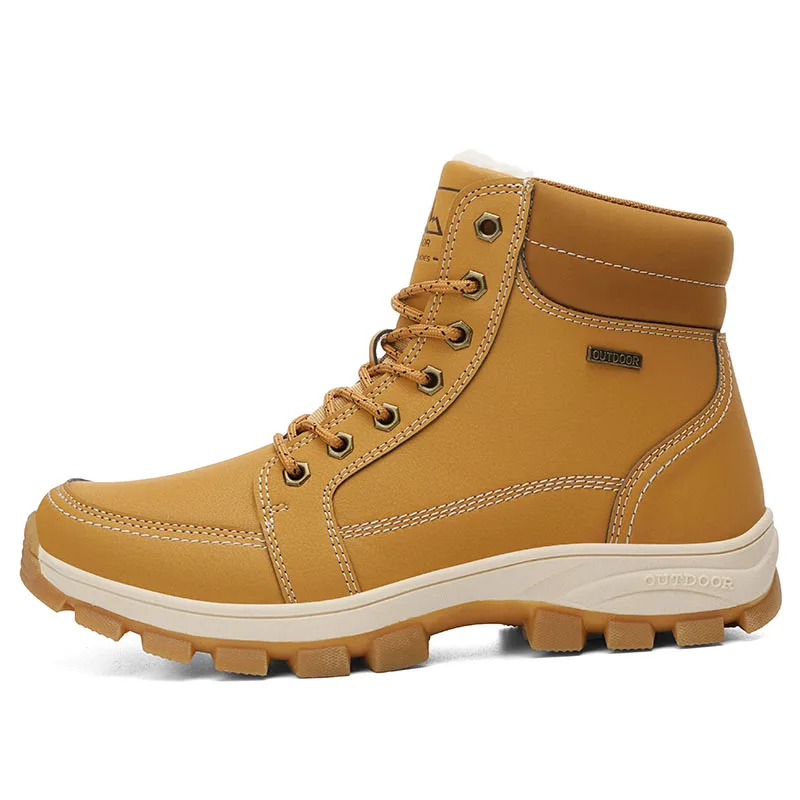 

Wholesale custom men outdoor trekking boots winter warm hiking shoes, Brown, black