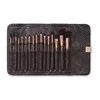 Wallet-style hand-held makeup brush bag with 15 pieces professional synthetic hair makeup brush set brown