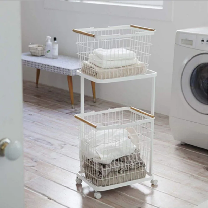 

Storage Sundries Bathroom Organizer Clothes Laundry Baskes, Black/white