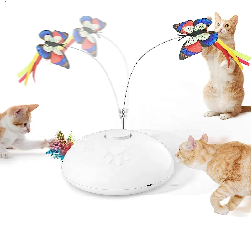 

Cat Toy Upgraded Interactive for Indoor Cats 3 in 1 Moving Cat Toys with Butterfly Feather LED Light Pet Exercise Rechargeable