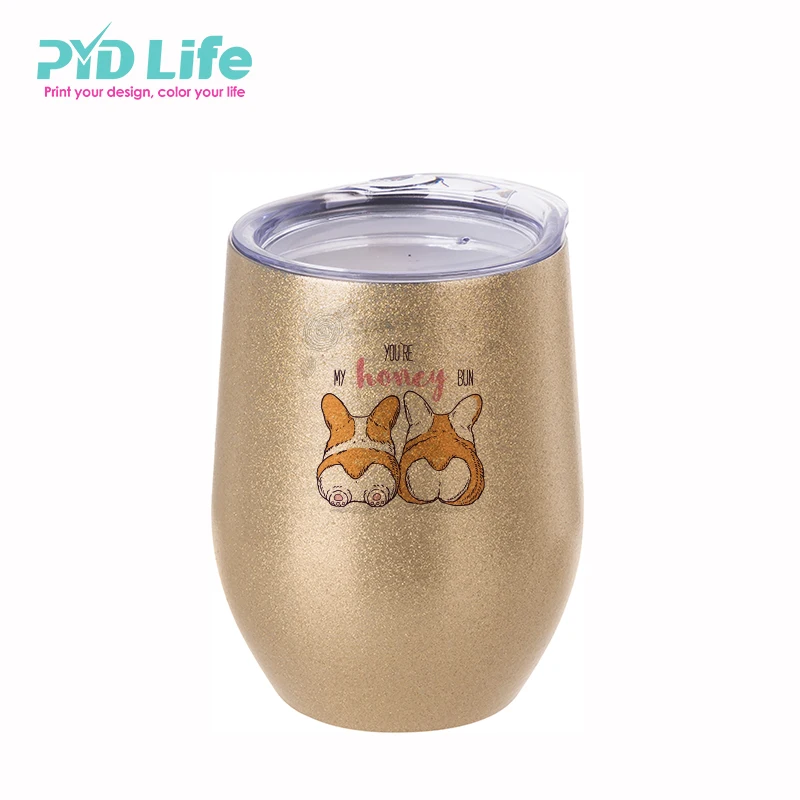 

PYDLife Double Walled Stainless Steel Glitter Cup Custom Logo Sublimation Insulated Wine Tumblers With Lid, Colored