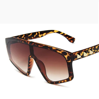 

78016 New Fashion Flat Top Vintage Gradient One-piece Oversized Square Sunglasses Women, As picture