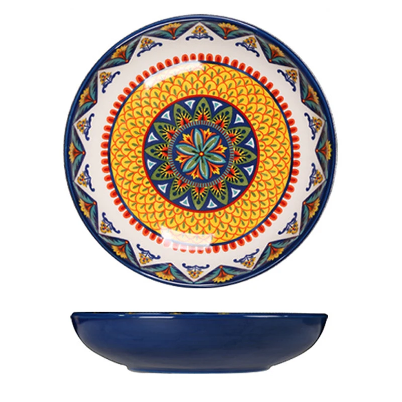 

Moroccan Latin style Bohemia ceramic plate creative personality Green cabbage plate petal ceramic tableware