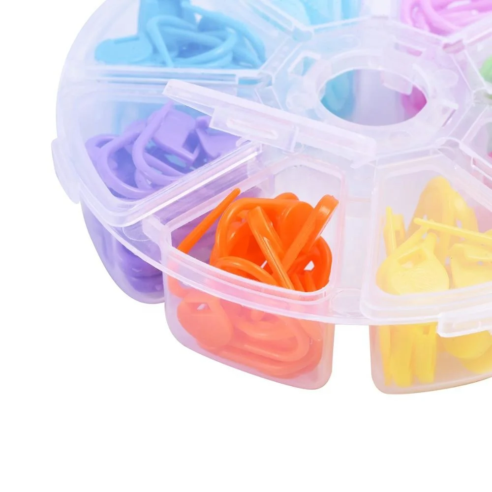 
104 Pieces Locking Stitch Markers Knitting Needle Crochet Stitch Needle Clip with Compartment Box 