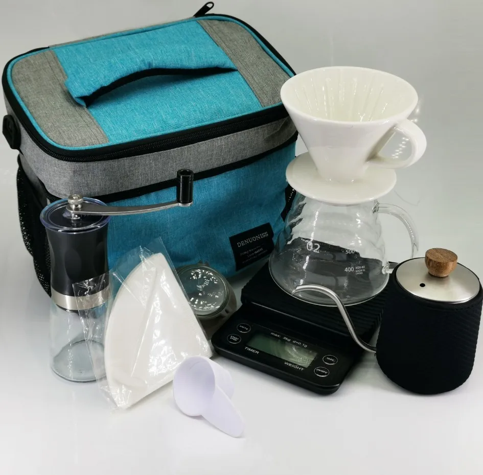 Travelling Coffee Dripper Set Steel 18/10 Pot 600ml Coffee Glass Sever