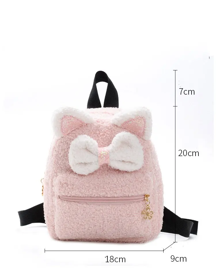 

New Children Plush Backpack Bags Plush Bags School Kids Backpack Cat Ear Style Cute Child Schoolbag for Kindergarten, Customized color