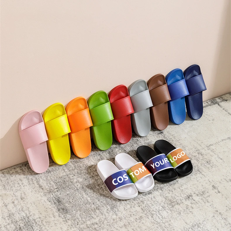

Wholesale Designers Black Unisex Men Women Custom Logo Big Size PVC Blank Slides Slippers Footwear, Picture