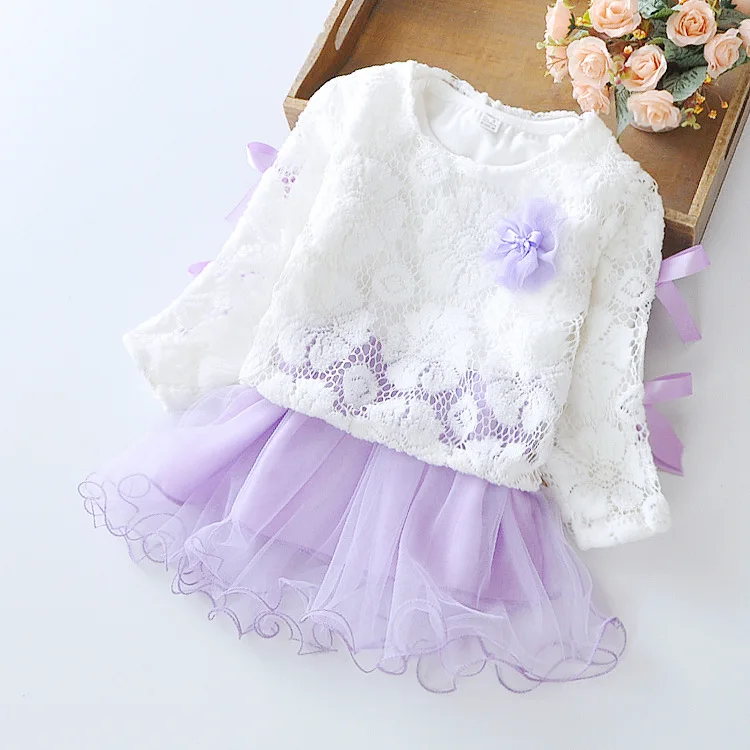 

Autumn Dresses Children's Clothing Girls Long-sleeved Fake Two-piece Mesh Dress Children's Mesh Princess Dress