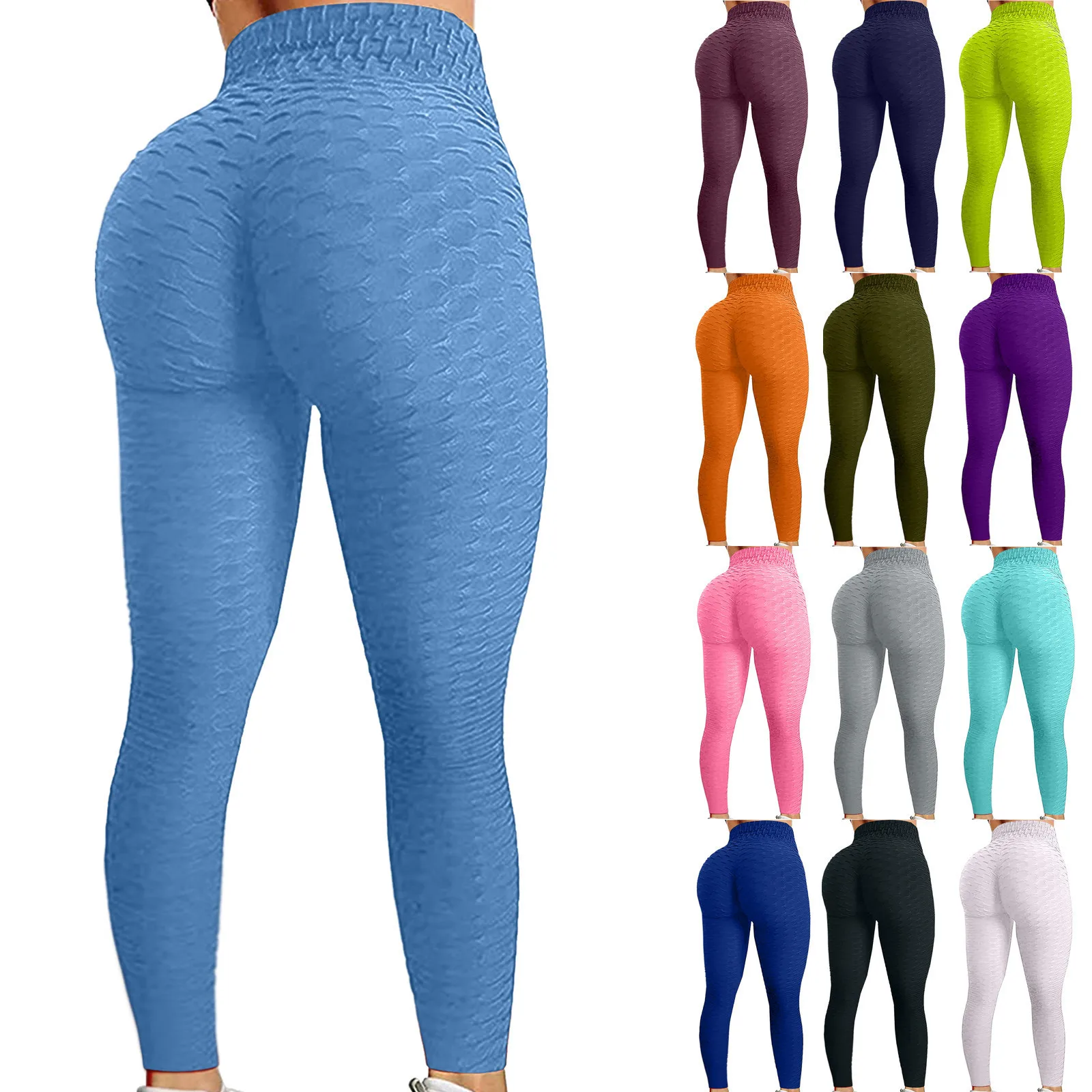 

Sports fitness leisure yoga buttock bubble pants jacquard fabric multicolor trousers tik tok leggings, Different color