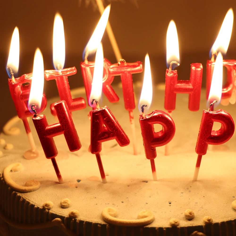 decoration happy birthday rose gold birthday letters candle