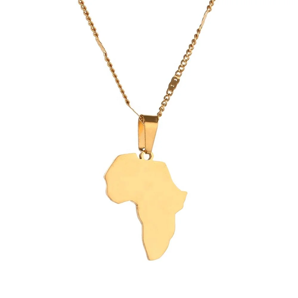 

Stainless Steel African Map Pendant Necklace Jewelry Map of Africa Chain Jewelry