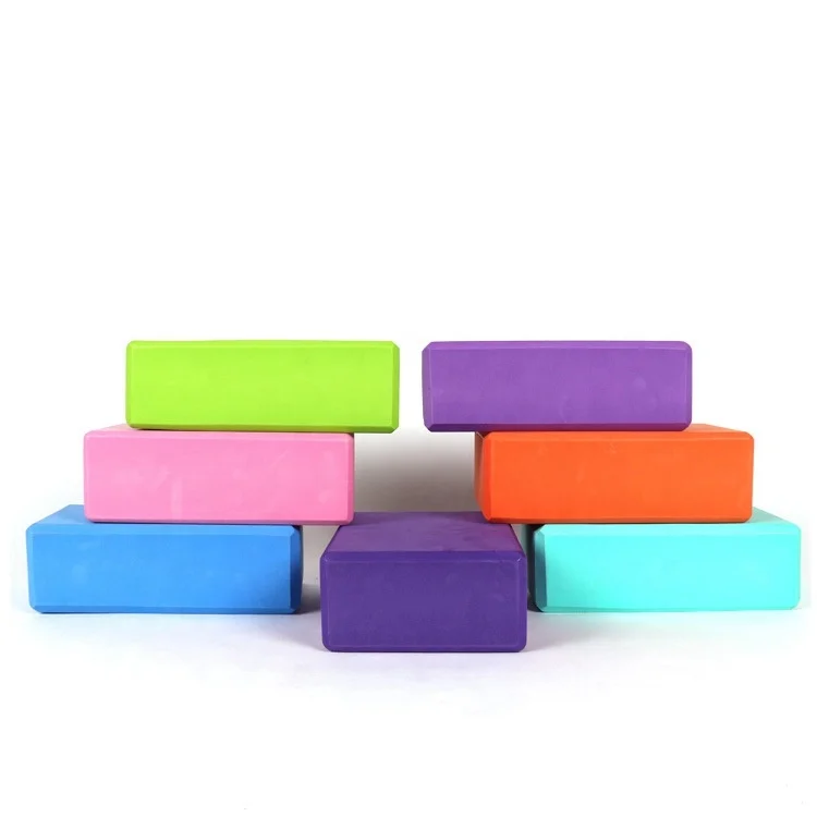 

Eco friendly body building high density comfortable printed logo soft custom thick EVA Foam yoga block YO-081, Blue