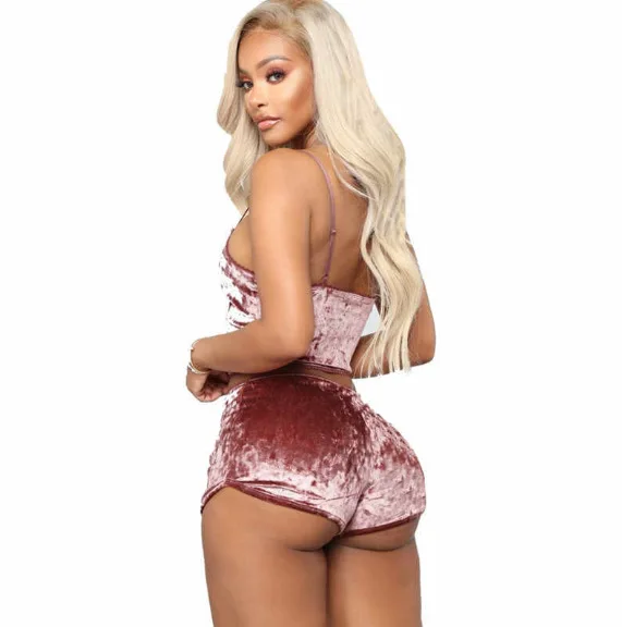
Wholesale Woman Hot Bamboo Velvet Fabric Sexy Nighty Sex Sleepwear Pajamas Set 