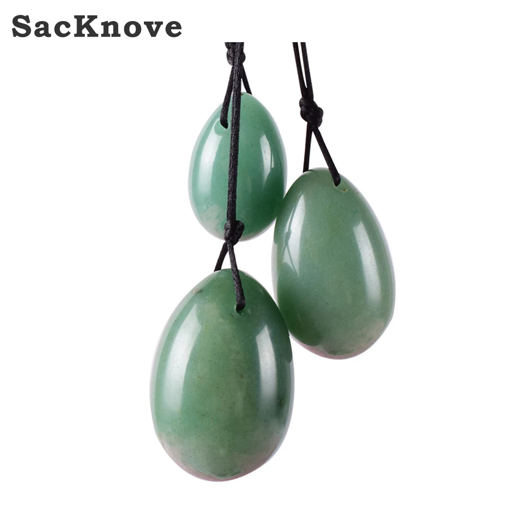 

SacKnove Wholesale Best Sellers Female 3 Pcs Set Kegel Balls Natural Rose Quartz Nephrite Jade Yoni Eggs For Women