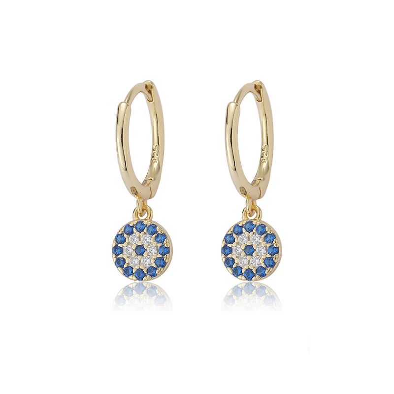 

INS Fashion Micro CZ Diamond Evil Eye Drop Hoops Earrings for Women S925 Sterling Silver Ear Jewelry