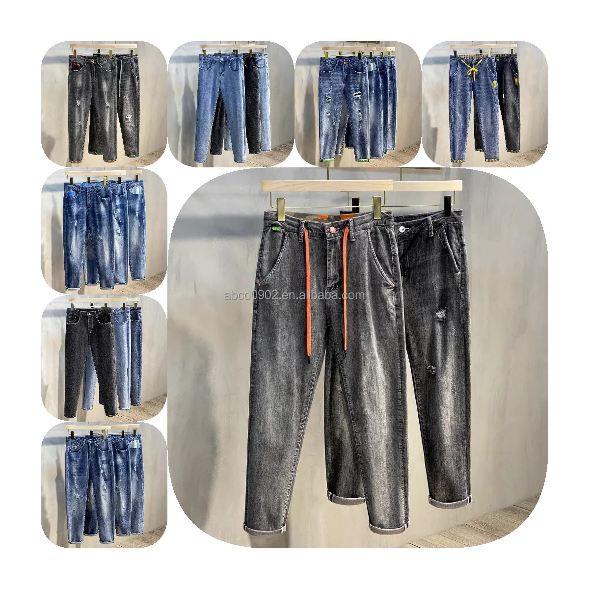 

Fashion new men's casual stretch jeans wholesale discount price
