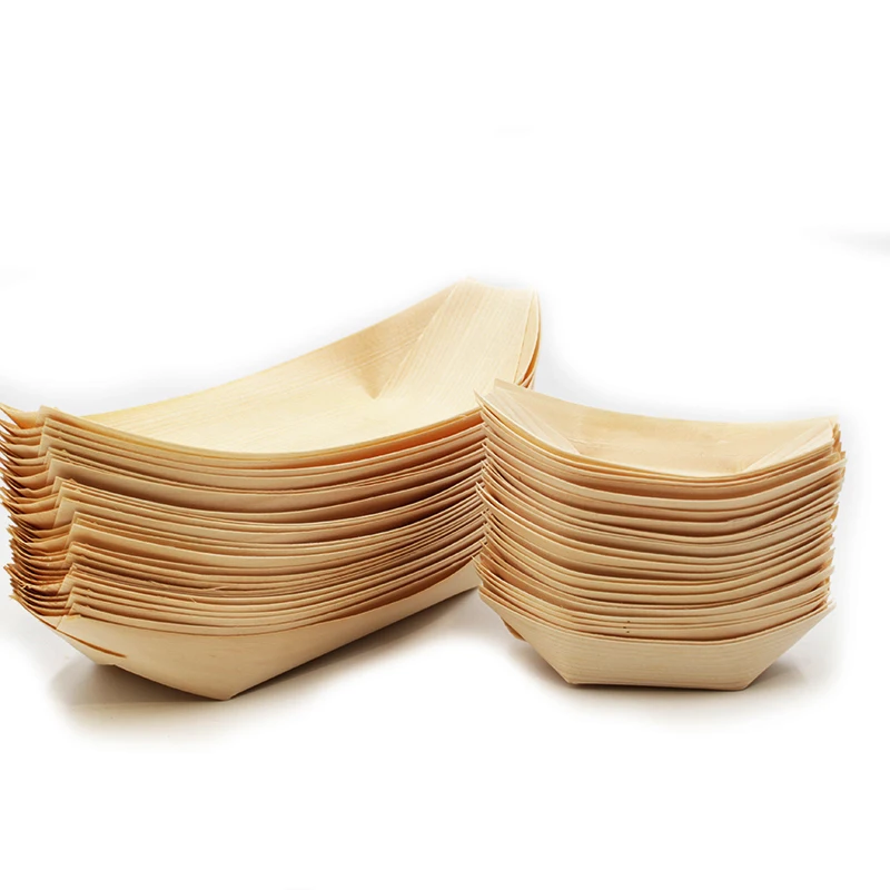 

Eco-friendly disposable wood food boat container, Natural