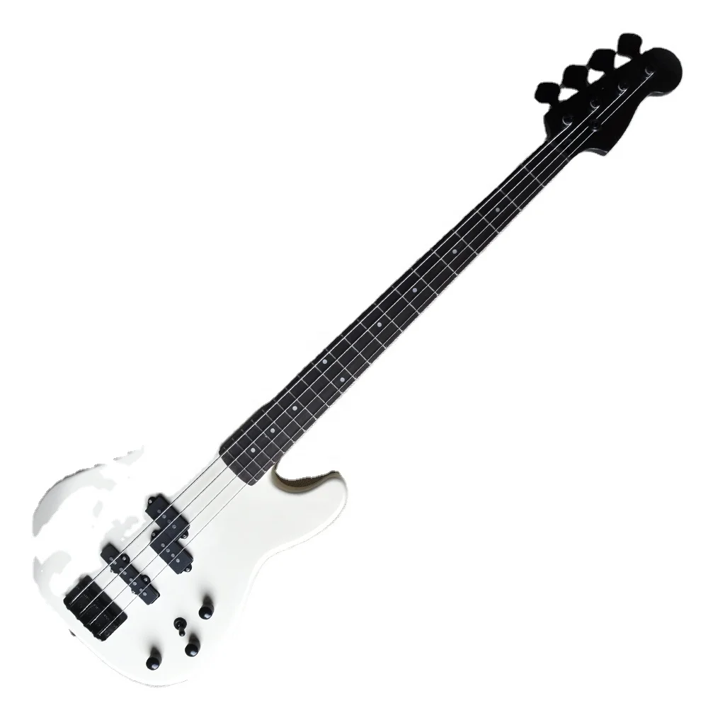 

Flyoung White 4 Strings Electric Bass Guitar Black Hardwares Stringed Instruments jazz bass guitar, Customize