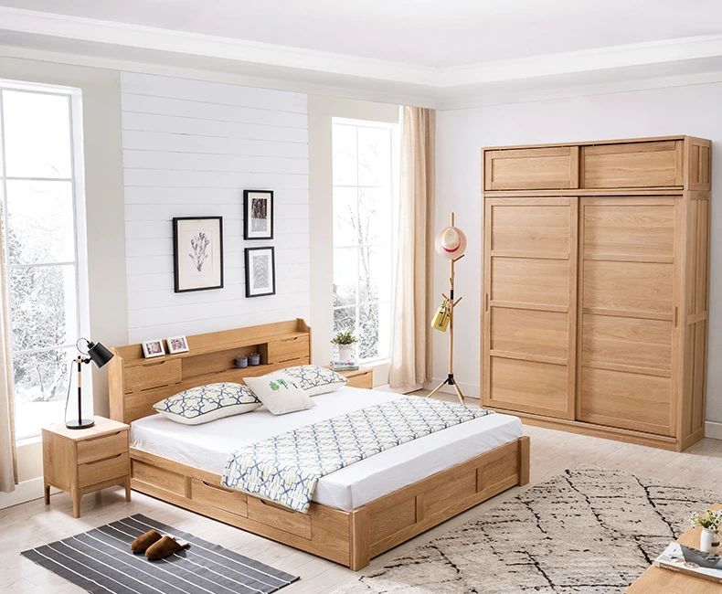 product-2020 new design cheap natural wood color big wardrobe furniture home bedroom furniture woode-2