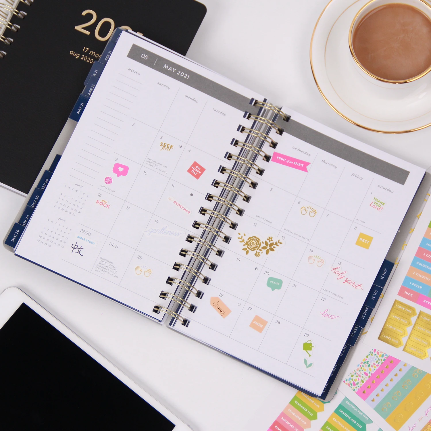 Custom Planner Printing Spiral Pu Leather Agenda Notebook Months Daily