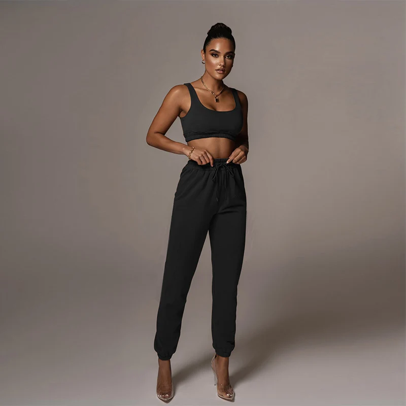 

Nita Women Tracksuit 2021 Pencil Pants Fashion Causal Workout Clothing Set Crop & Tops Women Summer Clothes Set, Picture shown