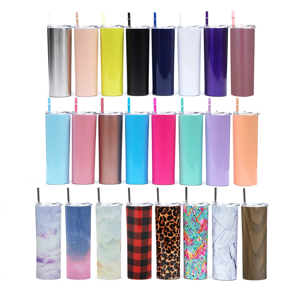 

High quality 24 colors in stock 2020 trends 20oz BPA free double wall stainless steel skinny acrylic tumbler cups in bulk, Customized color acceptable