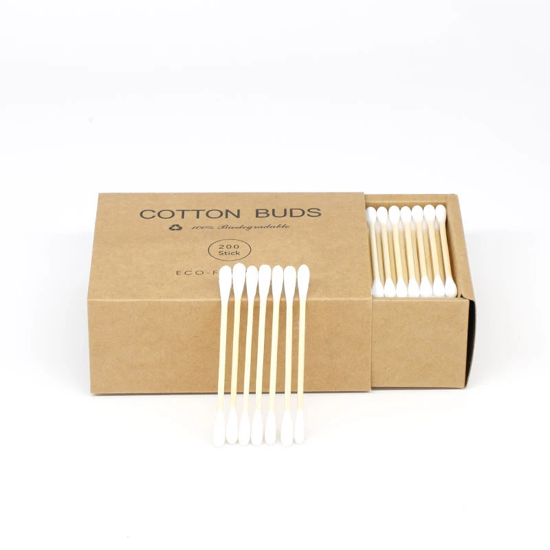 

Disposable Portable Double Head Bamboo Cotton Swabs Buds, Natural