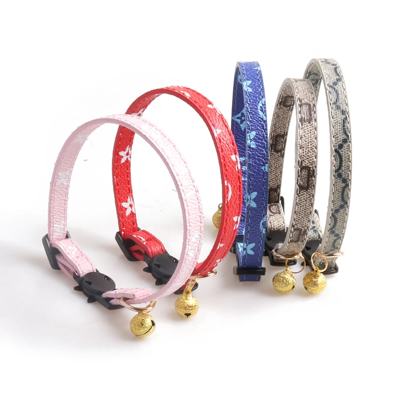 

Amigo luxury design personalized adjustable safety floral pu leather pet kitten cat collar