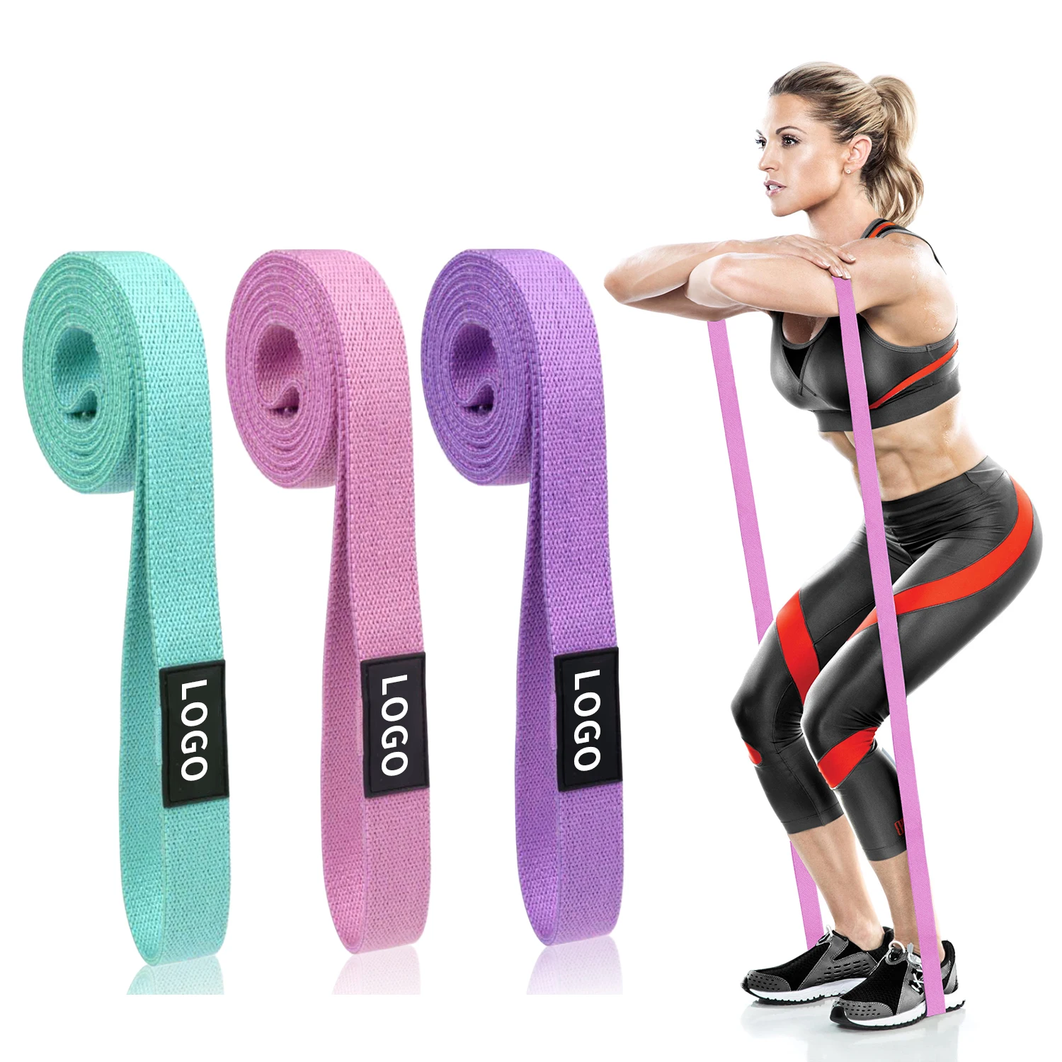 

MKAS Custom Logo Gym Exercise Loop cotton fabric Pull Up Assist long Resistance Bands set