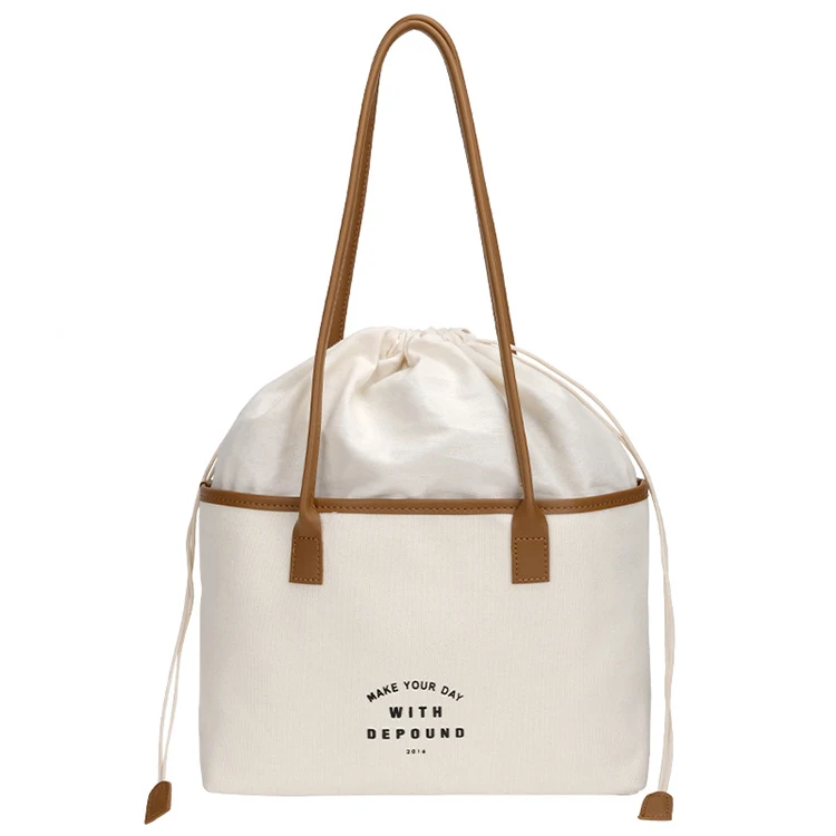 

EG521 New canvas large-capacity simple drawstring tote bag latest trending ladies bags women handbags ladies brand famous