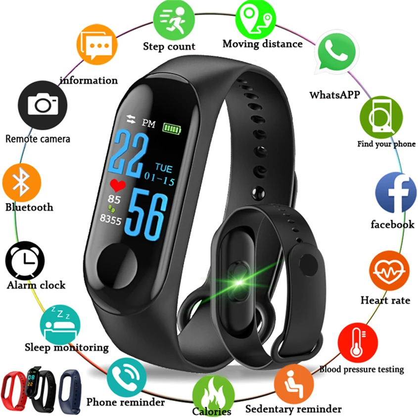 

0.96 Color Screen M3 smart band with heart rate ip67 waterproof smart tracker Smart Watch Sport Smart Wrist Bracelet Smart Band