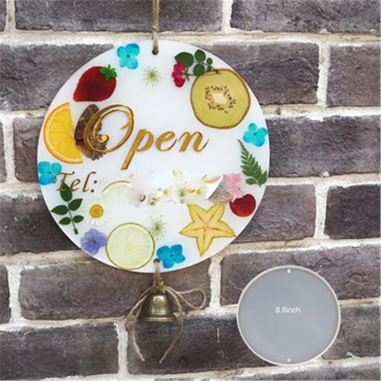 

Y927 8.8inch Large circle hotel Door tag plate mold with hole for decoration, White