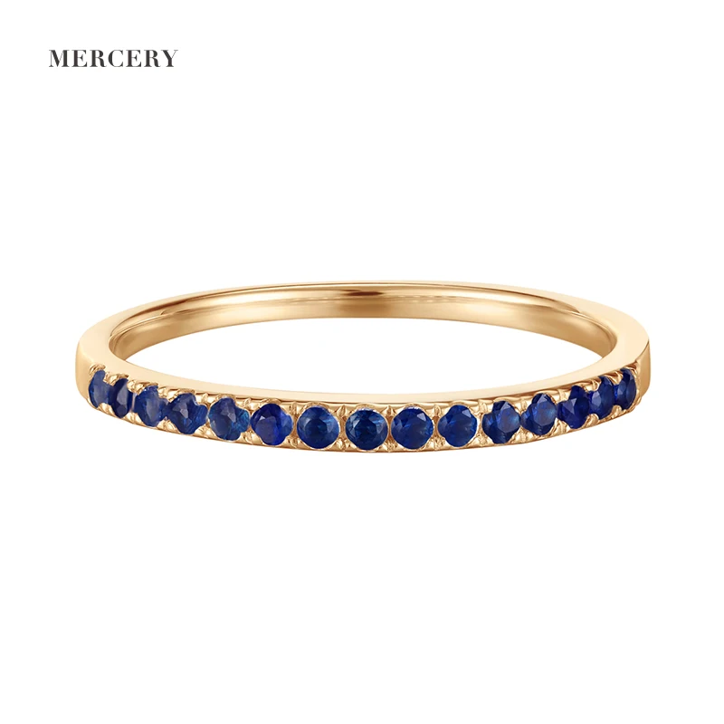 

Dainty 14Karat Real Saudi Gold Jewelry Ring September Birthstone Wedding Blue Natural Sapphire Ring Women With Multi Stone
