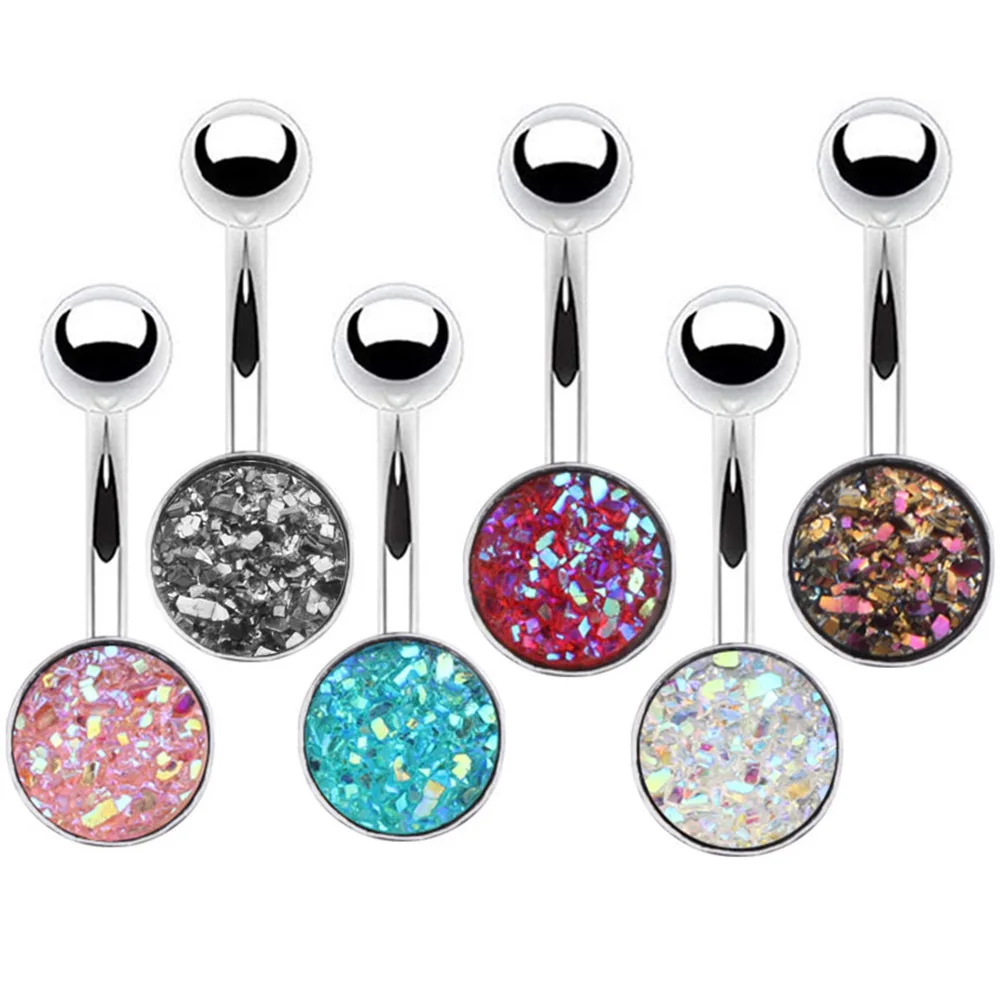 

Trendy 316L Surgical Stainless Steel Navel Belly Ring Multi Color Bling Round Belly Button Rings Sexy Body Piercing Jewelry, Picture