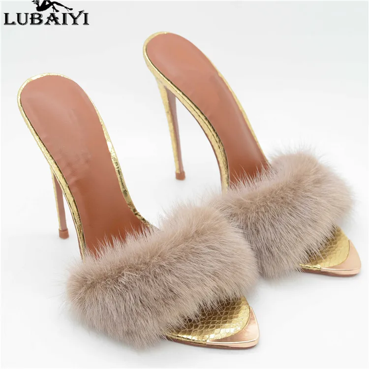 

12cm Sexy high Heel mules croco PU high quality stilettos thin heel slipper for party Elegant golden fashion mule girls shoes