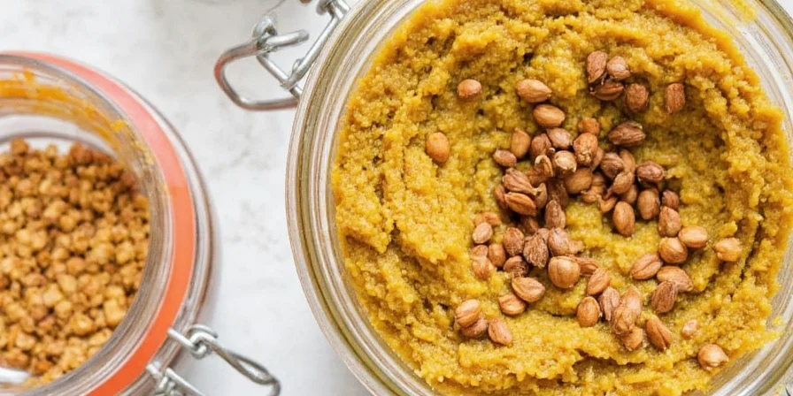 Homemade mustard in a jar