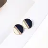 Personalized minimalism simple round enamel rainbow gold stud
