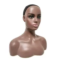 

Hot Sale New Dark Skin Mannequin Head with Shoulder Realistic Half Body Double Shoulder Wholesale Price Mannequin Wig Head