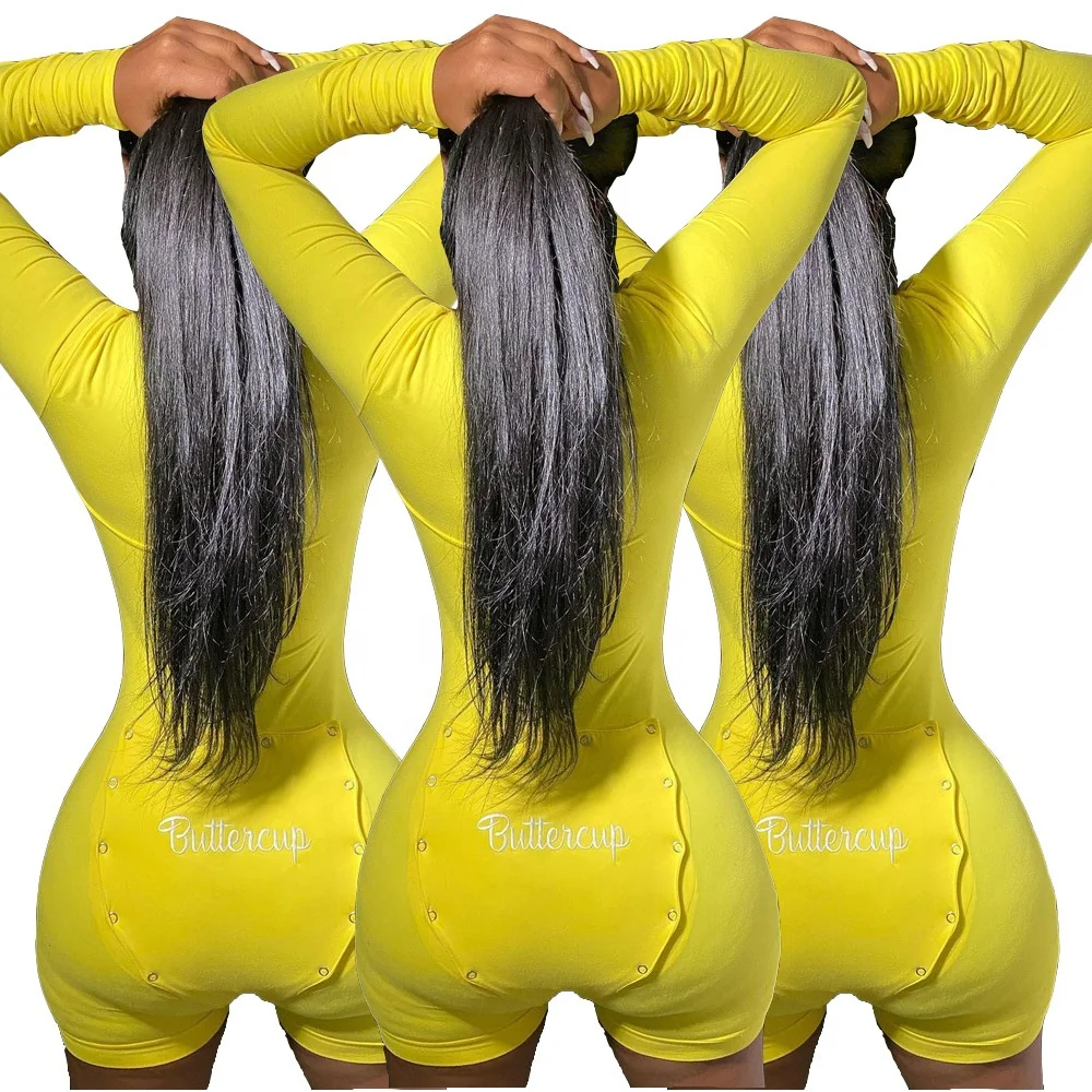 

LW - H8167 new arrival cotton onesie with butt flap button pyjamas women sleepwear pajamas