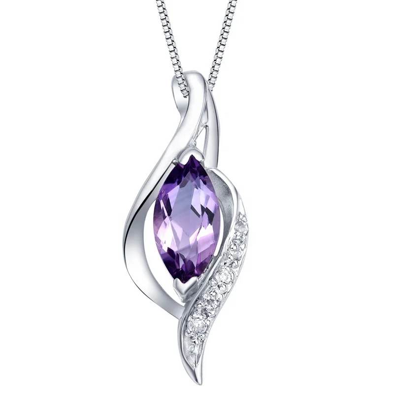 

GP65 Elegant Diamond 925 sterling silver pendant purple waterdrop shape zircon pendant for birthday gift