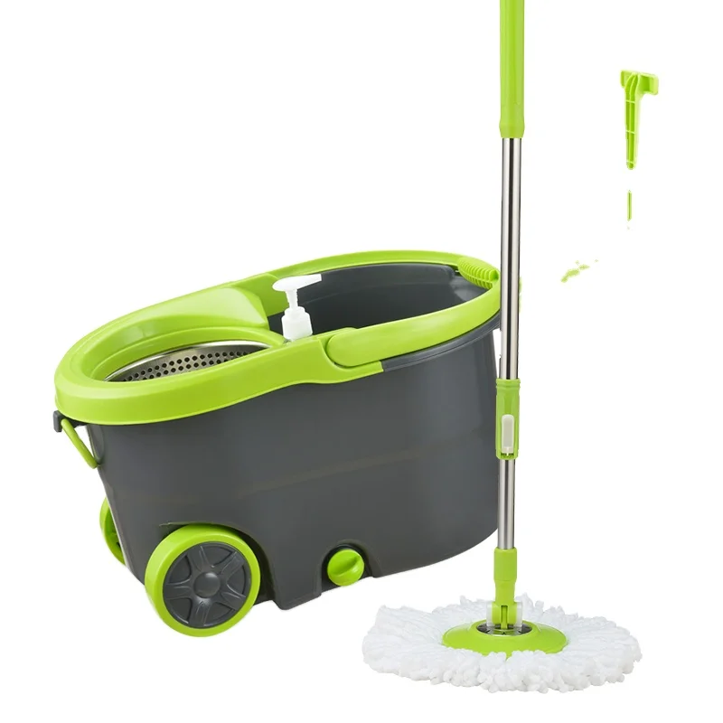 

360 Microfiber Spin Mops with Single Bucket and Two Large Wheels, Gray