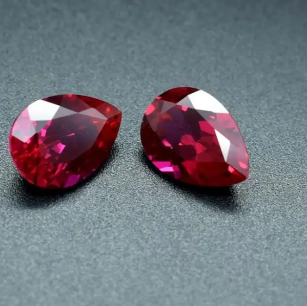 3a quality pear cut synthetic ruby gemstone artificial loose