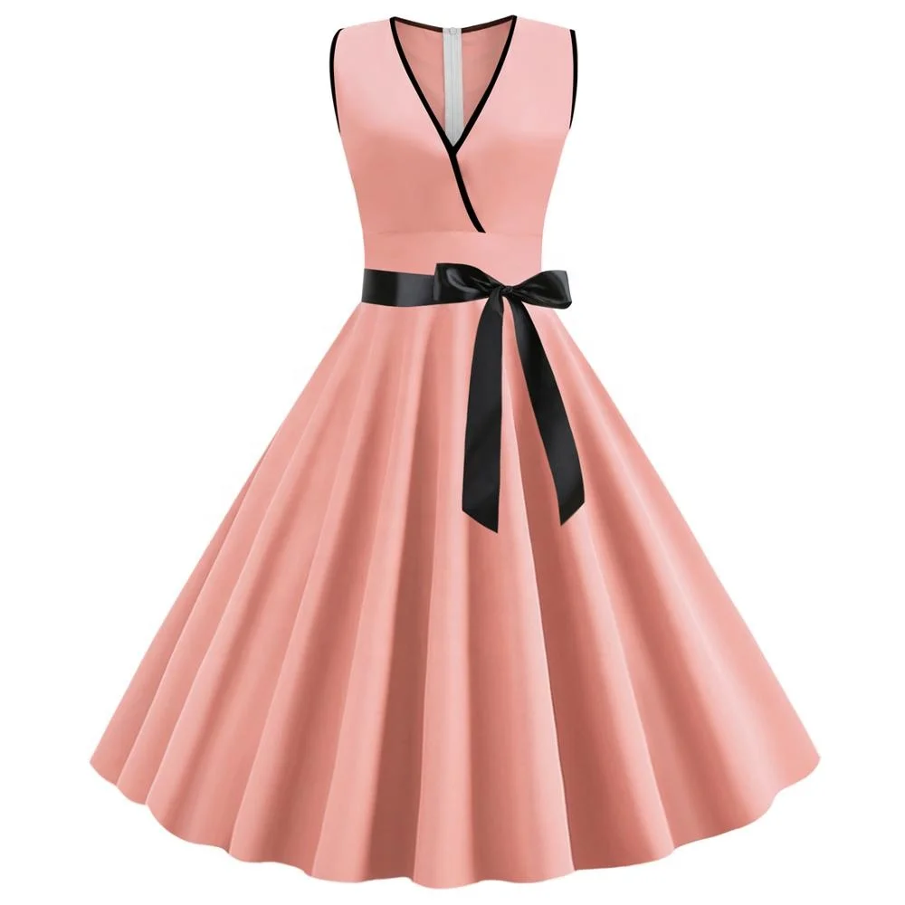 

SP-1116 Wholesale Summer V neck dress casual sleeveless women short skirt, Navy